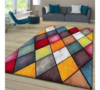 TT Home Tapis Pile Courte Chambre Adulte Salon Modern Motif Geometrique Moucheté 3D Multicolore, Couleur:Gris Vert Jaune, Dimension:200x290 cm