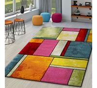 TT Home Tapis Pile Courte Chambre Adulte Salon Modern Vintage Abstrait Motif Geometrique, Couleur:Rouge Bleu Rose, Dimension:160x230 cm