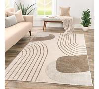 TT Home Tapis Pile Courte Chambre Adulte Salon Motif Geometrique 3D Abstrait, Couleur:Beige Crème, Dimension:200x290 cm
