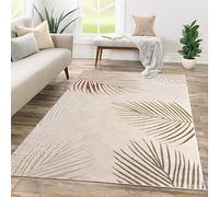 TT Home Tapis Pile Courte Chambre Adulte Salon Motif Geometrique 3D Abstrait, Couleur:Beige Ocre, Dimension:160x230 cm