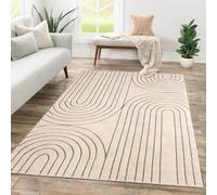 TT Home Tapis Pile Courte Chambre Adulte Salon Motif Geometrique 3D Abstrait, Couleur:Crème, Dimension:200x290 cm
