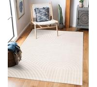 TT Home Tapis Pile Courte Chambre Adulte Salon Scandi Bohème Unis, Couleur:Crème, Dimension:80x150 cm