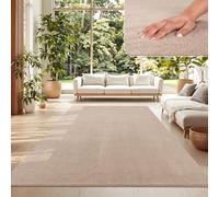 TT Home Tapis Poil Ras Tapis De Salon Monochrome Design Moderne Lavable, Couleur: Beige, Dimension:160x220 cm