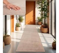 TT Home Tapis Poil Ras Tapis De Salon Monochrome Design Moderne Lavable, Couleur: Beige, Dimension:80x300 cm
