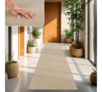 TT Home Tapis Poil Ras Tapis De Salon Monochrome Design Moderne Lavable, Couleur: Beige Foncé, Dimension:80x300 cm