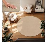 TT Home Tapis Poil Ras Tapis De Salon Monochrome Design Moderne Lavable, Couleur: Beige Foncé, Dimension:160 cm Rond