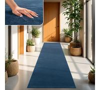 TT Home Tapis Poil Ras Tapis De Salon Monochrome Design Moderne Lavable, Couleur: Bleu Marin, Dimension:80x300 cm