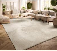 TT Home Tapis Poil Ras Tapis De Salon Monochrome Design Moderne Lavable, Couleur: Crème, Dimension:120x170 cm