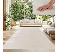 TT Home Tapis Poil Ras Tapis De Salon Monochrome Design Moderne Lavable, Couleur: Crème, Dimension:140x200 cm