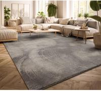 TT Home Tapis Poil Ras Tapis De Salon Monochrome Design Moderne Lavable, Couleur: Gris, Dimension:240x340 cm