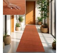 TT Home Tapis Poil Ras Tapis De Salon Monochrome Design Moderne Lavable, Couleur: Orange Foncé, Dimension:80x300 cm