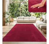 TT Home Tapis Poil Ras Tapis De Salon Monochrome Design Moderne Lavable, Couleur: Rouge, Dimension:140x200 cm
