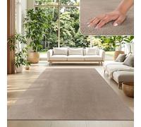 TT Home Tapis Poil Ras Tapis De Salon Monochrome Design Moderne Lavable, Couleur:Taupe, Dimension:200 cm Carré