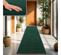 TT Home Tapis Poil Ras Tapis De Salon Monochrome Design Moderne Lavable, Couleur: Vert Foncé Pétrole, Dimension:80x300 cm