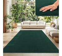 TT Home Tapis Poil Ras Tapis De Salon Monochrome Design Moderne Lavable, Couleur: Vert Foncé Pétrole, Dimension:140x200 cm