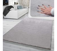 TT Home Tapis Poils Hauts pour Salon Imitation Fourrure De Lapin Douce Fausse Fourrure Gris, Dimension:80x150 cm