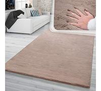 TT Home Tapis Poils Hauts Salon Fausse Fourrure Imitation Fourrure De Lapin Très Douce Beige, Dimension:200 cm Rond