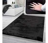TT Home Tapis Poils Hauts Salon Fausse Fourrure Imitation Fourrure De Lapin Très Douce Noir, Dimension:140x200 cm