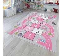 TT Home Tapis pour Enfant, Tapis De Jeu pour Chambre d'enfant Motif Rues, Marelle, Rose, Dimension:160x220 cm