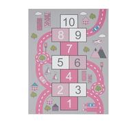TT Home Tapis pour Enfant, Tapis De Jeu pour Chambre d'enfant Motif Rues, Marelle, Rose, Dimension:200x290 cm