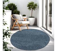 TT Home Tapis pour Extérieur Tapis De Cuisine Balcon Terrasse Design Uni Moderne, Couleur:Bleu, Dimension:Ø 120 cm Rond