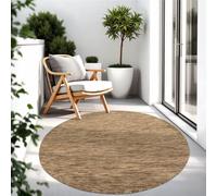 TT Home Tapis pour Extérieur Tapis De Cuisine Balcon Terrasse Design Uni Moderne, Couleur:Café, Dimension:Ø 120 cm Rond