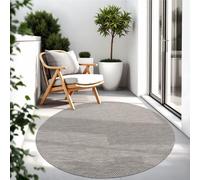 TT Home Tapis pour Extérieur Tapis De Cuisine Balcon Terrasse Design Uni Moderne, Couleur:Gris, Dimension:Ø 160 cm Rond