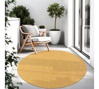 TT Home Tapis pour Extérieur Tapis De Cuisine Balcon Terrasse Design Uni Moderne, Couleur: Jaune, Dimension:80 cm Rond