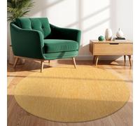 TT Home Tapis pour Extérieur Tapis De Cuisine Balcon Terrasse Design Uni Moderne, Couleur: Jaune, Dimension:120 cm Rond