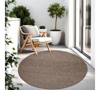 TT Home Tapis pour Extérieur Tapis De Cuisine Balcon Terrasse Design Uni Moderne, Couleur:Taupe, Dimension:Ø 200 cm Rond