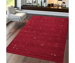 TT Home Tapis Rouge Salon Laine Tissé Main Gabbeh Qualité Style Ethnique Moderne, Dimension:80x150 cm