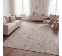 TT Home Tapis Salon Chambre Poils-Hauts Lavable Design Scandinave Géométrique Abstrait Style Boho Uni 3D, Couleur:Beige 6, Dimension:240x340 cm