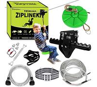 Tt Trsmima Kit de tyrolienne pour enfants et adultes pesant jusqu'à 150 kg avec frein à ressort et harnais de sécurité, chariot à tyrolienne avec poignée et siège épais, pour divertissement dans le