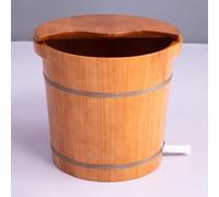 TT-YEC Bain De Pieds En Bois Massif De 14 À 20 Pouces De Hauteur Avec Couvercle Et Robinet De Vidange, Bain De Pieds En Chêne Massif, Baignoire Spa Pour Les Pieds,H35cm