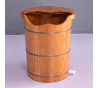 TT-YEC Bain De Pieds En Bois Massif De 14 À 20 Pouces De Hauteur Avec Couvercle Et Robinet De Vidange, Bain De Pieds En Chêne Massif, Baignoire Spa Pour Les Pieds,H50cm