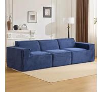 TT-YEC Canapé d'angle Rétro en Velours Côtelé, Grand Canapé Sectionnel De 79 Pouces, Ensemble De Canapés 3 Places À Assise Profonde, Canapé-Lit sans Cadre en Mousse Haute Densité.,Bleu