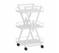 TT-YEC Chariot À Outils De Coiffure Portable En Métal, Chariot De Rangement Professionnel À Trois Niveaux Pour Salon De Coiffure, Établi De Coiffure Multifonctionnel,Blanc
