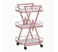 TT-YEC Chariot À Outils De Coiffure Portable En Métal, Chariot De Rangement Professionnel À Trois Niveaux Pour Salon De Coiffure, Établi De Coiffure Multifonctionnel,Rose gold