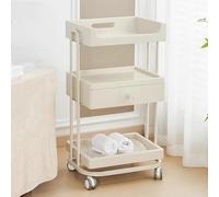 TT-YEC Chariot À Outils Pour Salon De Beauté, Meuble À Tiroirs Avec Roulettes Pivotantes À 360°, Chariot De Coiffeur À Trois Niveaux Sur Pied, Station De Rangement Pour Coiffure,Milk coffee color b