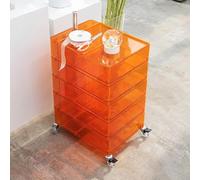 TT-YEC Chariot À Roulettes À 5 Niveaux, Chariot De Salon De Coiffure En Acrylique, Meuble De Rangement Transparent Rotatif À 360°, Plateau Amovible, Table De Chevet À Rangement Ouvert,B