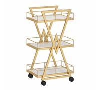 TT-YEC Chariot De Barbier Roulant En Métal, Chariot De Beauté À Trois Niveaux, Chariot À Outils De Rangement Pour Esthéticienne De Style Ouvert, Établi De Salon Portable,D'or