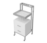 TT-YEC Chariot De Coiffeur À Roulettes, Table De Travail Avec 2 Tiroirs, Support De Rangement Pour Sèche-Cheveux, Meuble De Coiffeur À 4 Roulettes,E