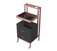 TT-YEC Chariot De Coiffeur À Roulettes, Table De Travail Avec 2 Tiroirs, Support De Rangement Pour Sèche-Cheveux, Meuble De Coiffeur À 4 Roulettes,D