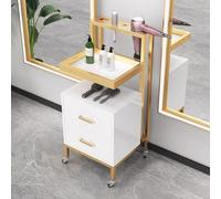 TT-YEC Chariot De Coiffeur À Roulettes, Table De Travail Avec 2 Tiroirs, Support De Rangement Pour Sèche-Cheveux, Meuble De Coiffeur À 4 Roulettes,B