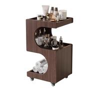 TT-YEC Chariot De Coiffure Professionnel À Roulettes, Chariot De Rangement En Bois Pour Outils De Coiffure, Organisateur De Rangement En Forme De S Pour Spa Et Institut De Beauté,Walnut