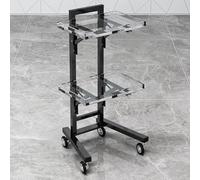 TT-YEC Chariot De Coiffure Roulant À Deux Niveaux En Acrylique, Chariot Mobile Portable Pour Outils De Beauté, Établi De Coiffure Pliable, Équipement De Coiffeur En Acier Inoxydable.,D