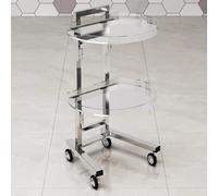 TT-YEC Chariot De Coiffure Roulant À Deux Niveaux En Acrylique, Chariot Mobile Portable Pour Outils De Beauté, Établi De Coiffure Pliable, Équipement De Coiffeur En Acier Inoxydable.,S