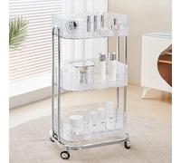 TT-YEC Chariot De Coiffure Roulant Simple, Chariot De Rangement Pour Salon De Coiffure Avec 3 Compartiments Transparents Et Support En Acier Au Carbone, Établi De Salon