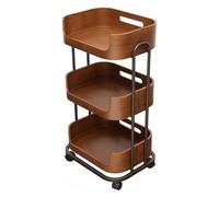 TT-YEC Chariot De Salon De Beauté En Bois Massif De Style Japonais, Étagère De Rangement Mobile À 3 Niveaux Pour Salon De Coiffure, Chariot De Rangement Pour Outils De Barbier,Walnut color