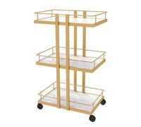 TT-YEC Chariot De Salon Multifonctionnel En Métal, Étagère De Rangement Mobile À Trois Niveaux Sur Roulettes, Chariot De Coiffure Et D'esthétique, Organisateur D'outils De Coiffure,D'or